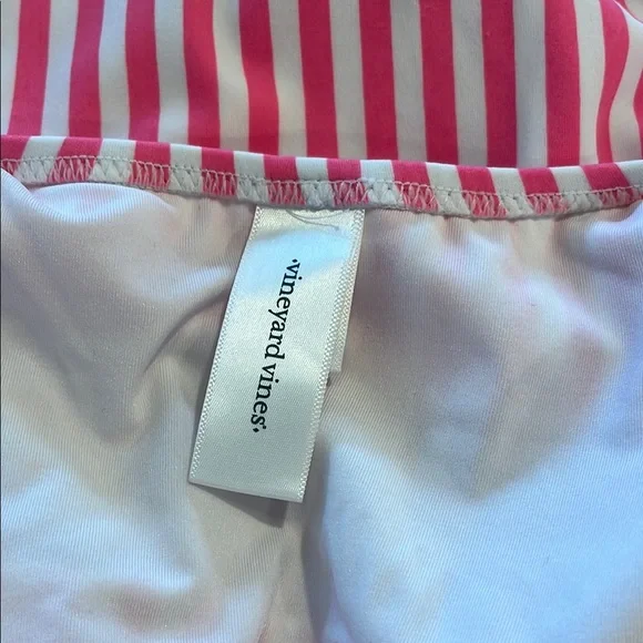NWOT Pink and White Striped Vineyard Vines Ruffle Swimsuit - Picture 3 of 7